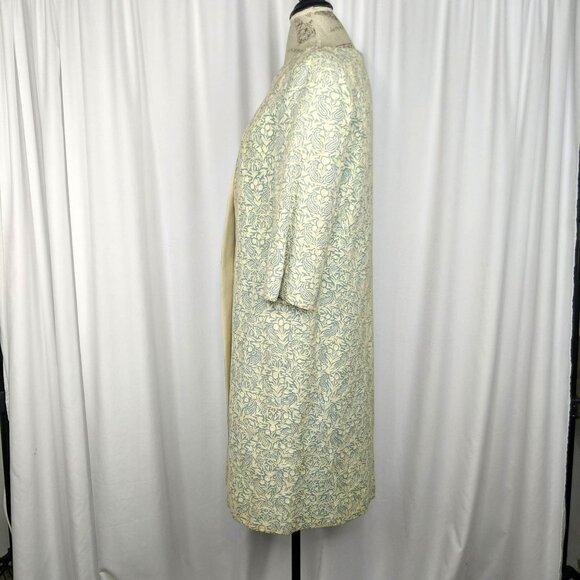 Vintage Gibson Bayh Pea Coat Small Blue Embroidered Cream - Picture 6 of 10